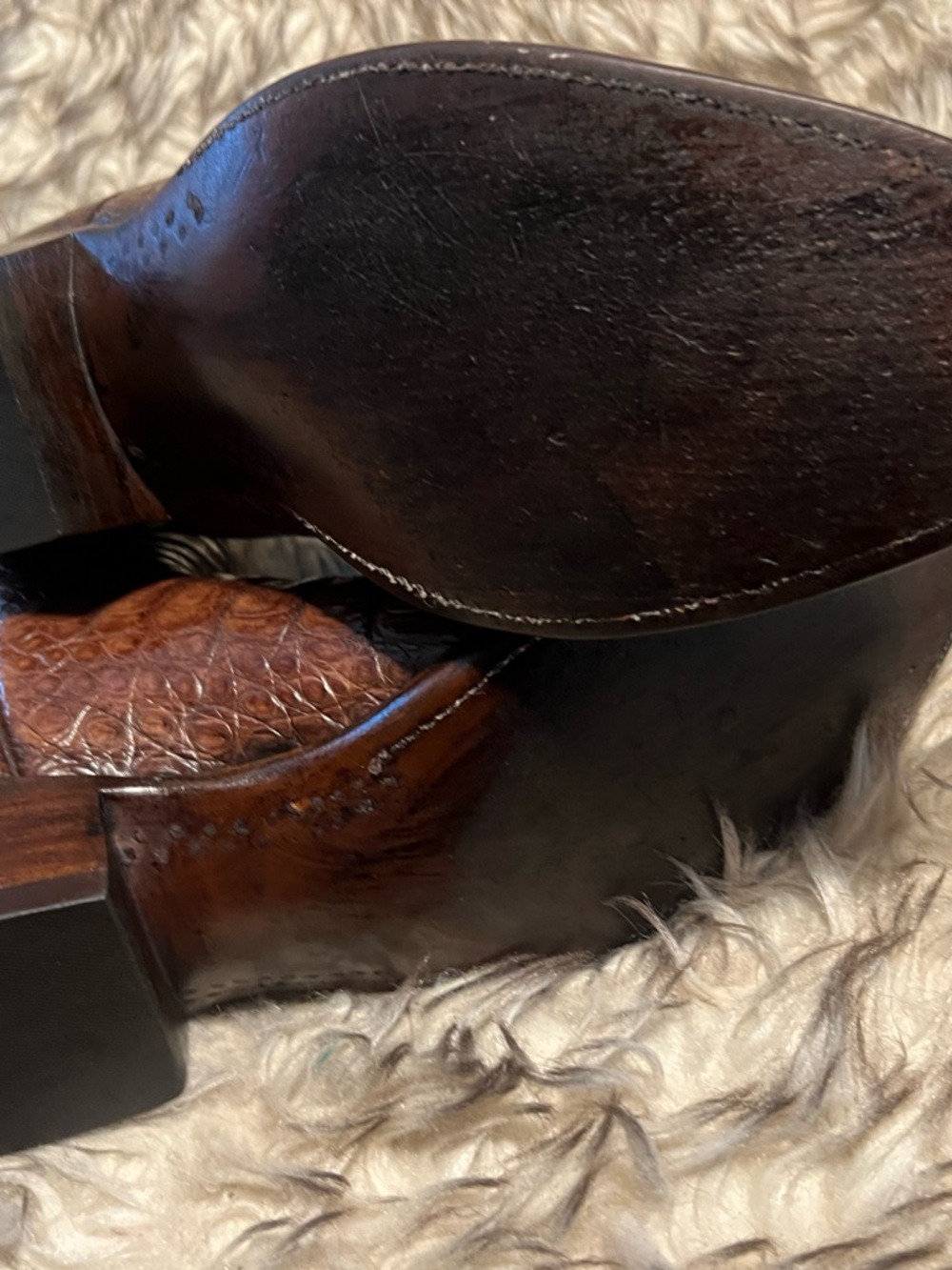 BIG SALE!!Short Time! LUCCHESE men FULL CAIMAN GATOR WESTERN Boots-brown-Sz 9 EE - Picture 10 of 16